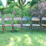 vintage folding advertising painted metal chairs