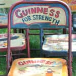 vintage folding advertising painted metal chairs