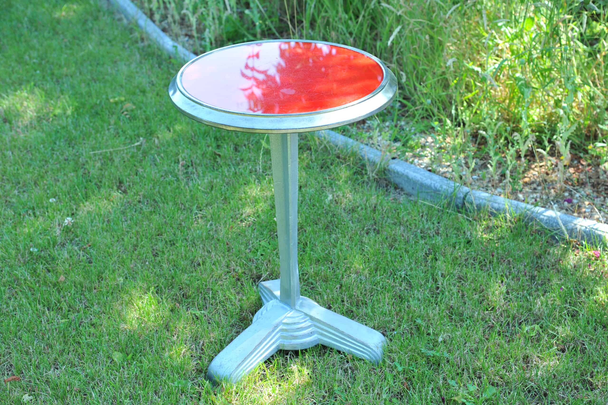 a striking art deco french cast iron bistro table
