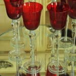 a luxury set of extremely large vintage ruby red wine glasses