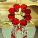 a luxury set of extremely large vintage ruby red wine glasses