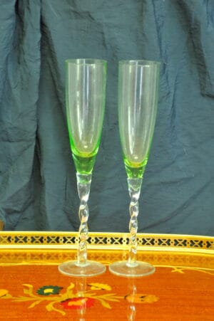 a lovely pair of large vintage french champagne flutes