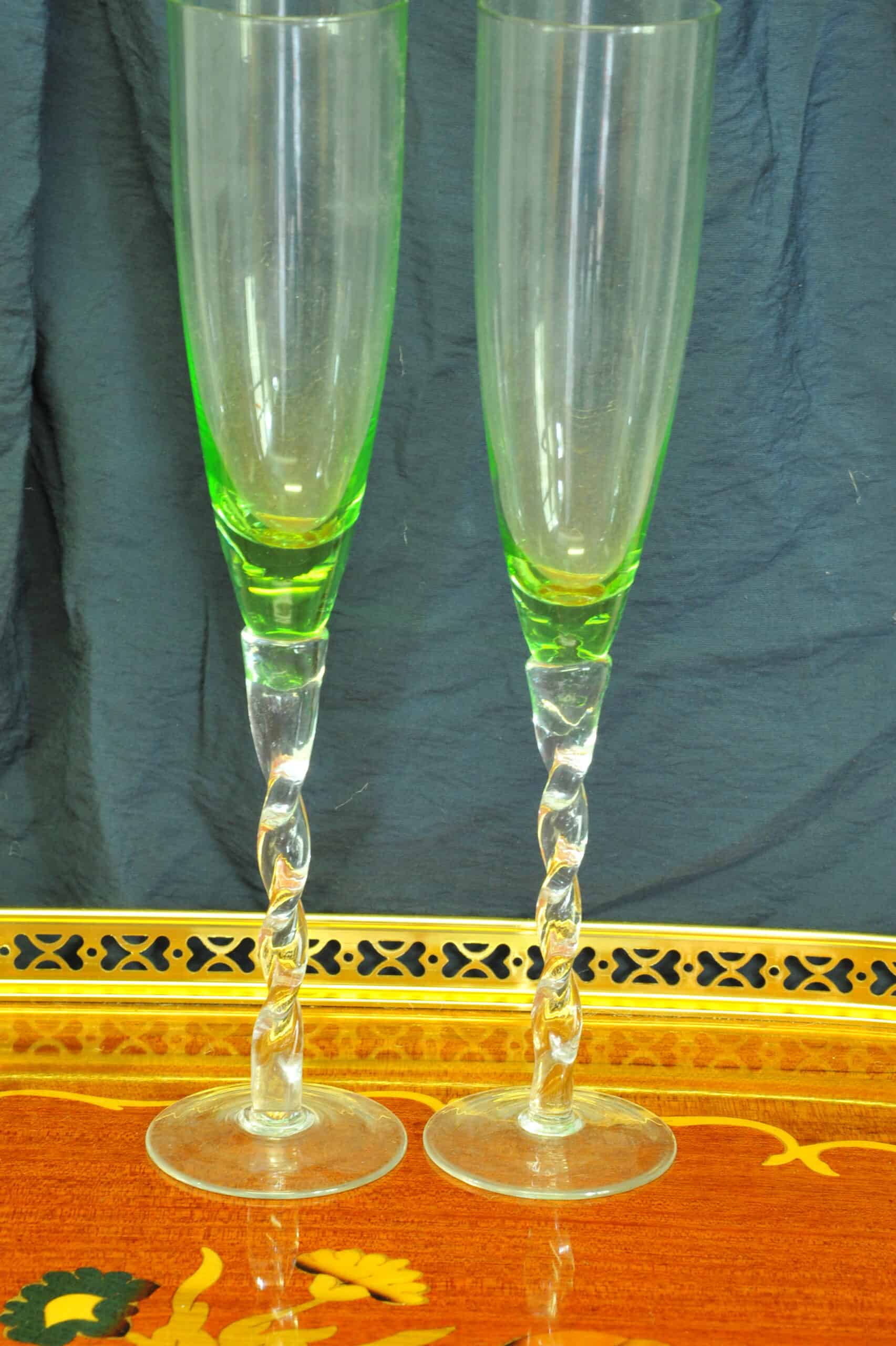 a lovely pair of large vintage french champagne flutes
