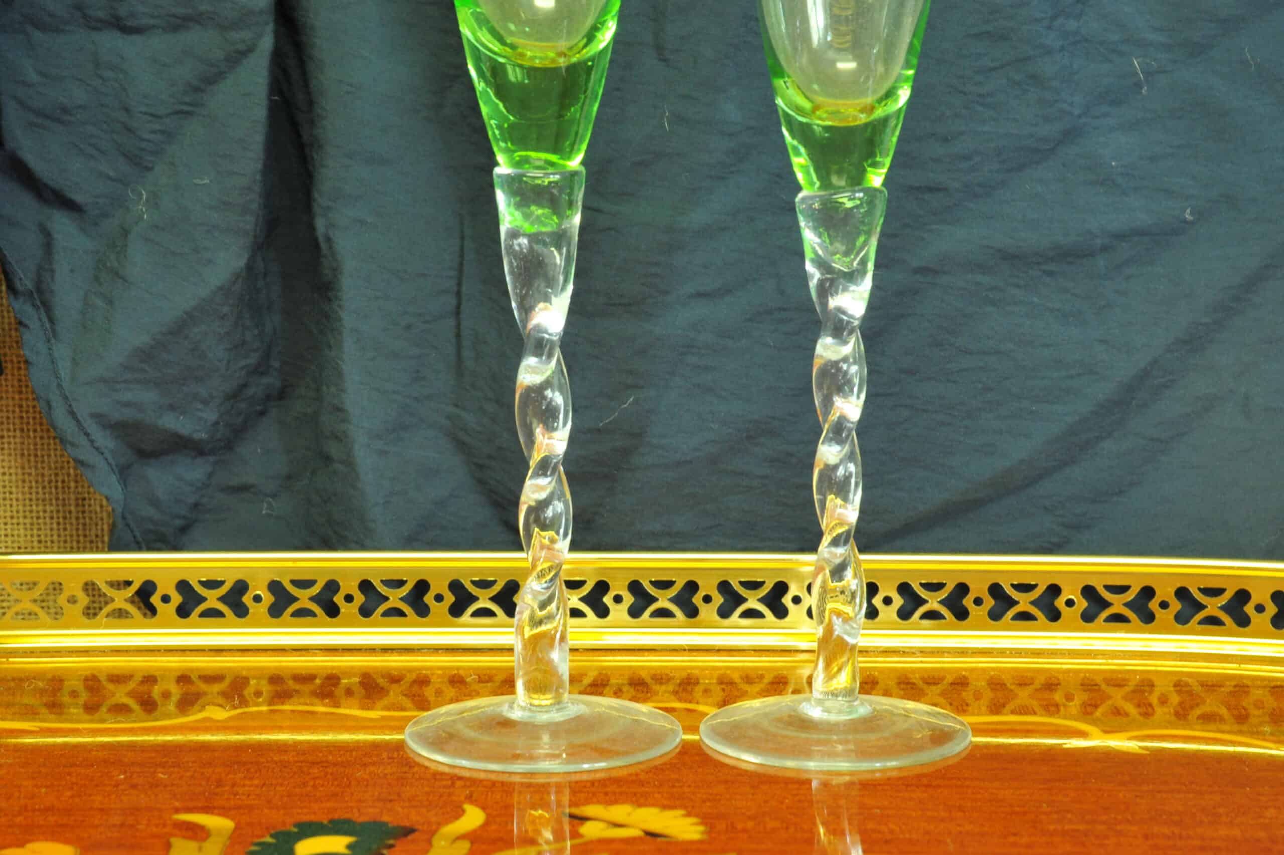 a lovely pair of large vintage french champagne flutes