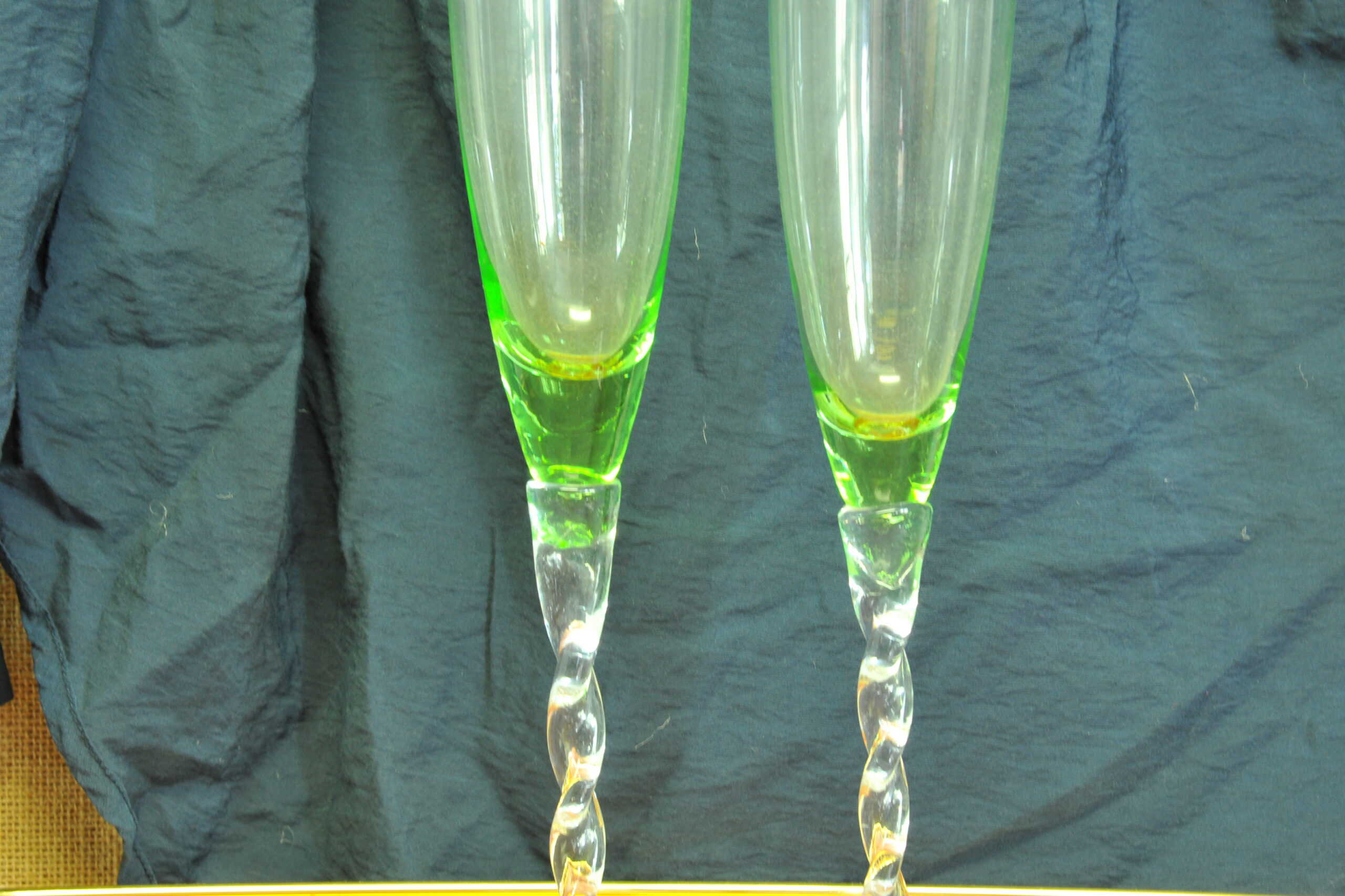 a lovely pair of large vintage french champagne flutes