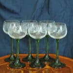 set of six vintage french alsace engraved wine glasses