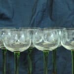 set of six vintage french alsace engraved wine glasses