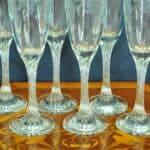 set of six vintage french gilt and twisted stem champagne flutes
