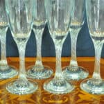 set of six vintage french gilt and twisted stem champagne flutes