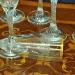 set of six vintage french gilt and twisted stem champagne flutes