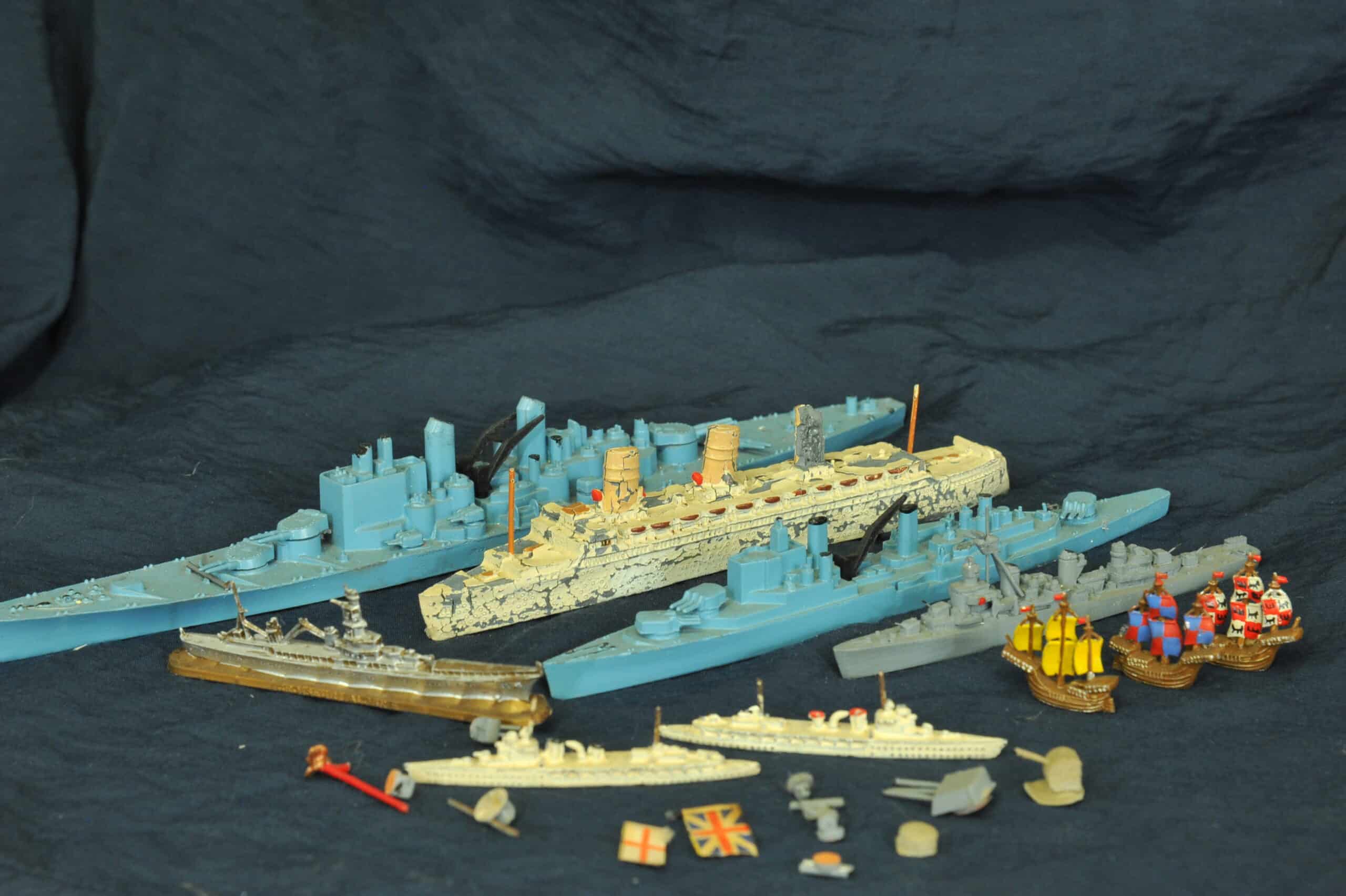 unusual collection of vintage miniature lead ships