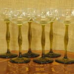 stunning set of six vintage french wine glasses