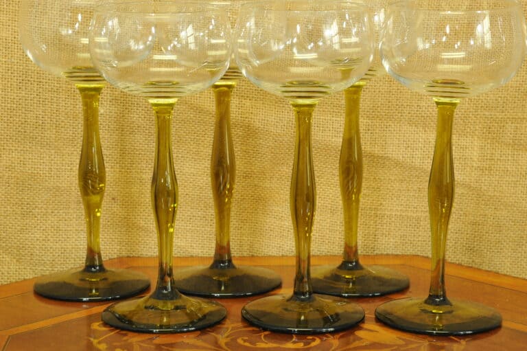 stunning set of six vintage french wine glasses