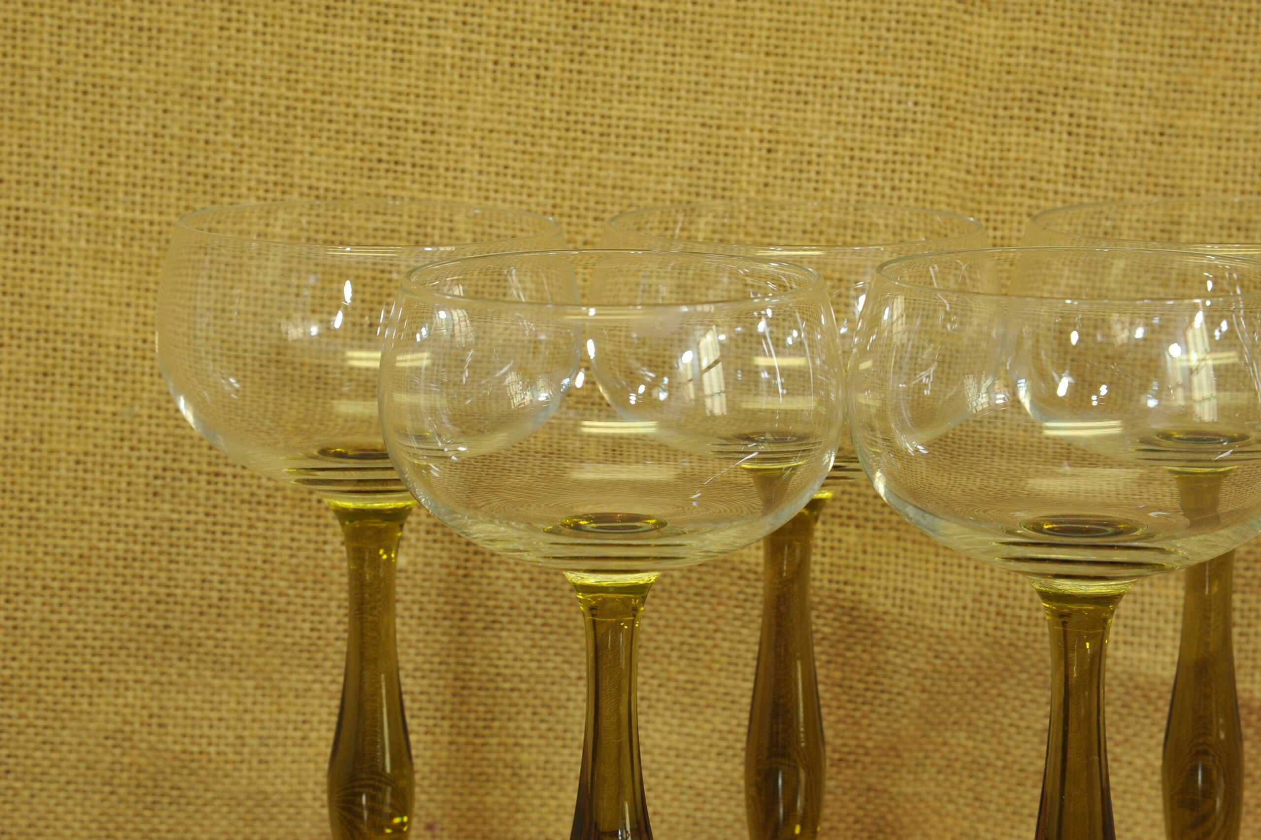 stunning set of six vintage french wine glasses