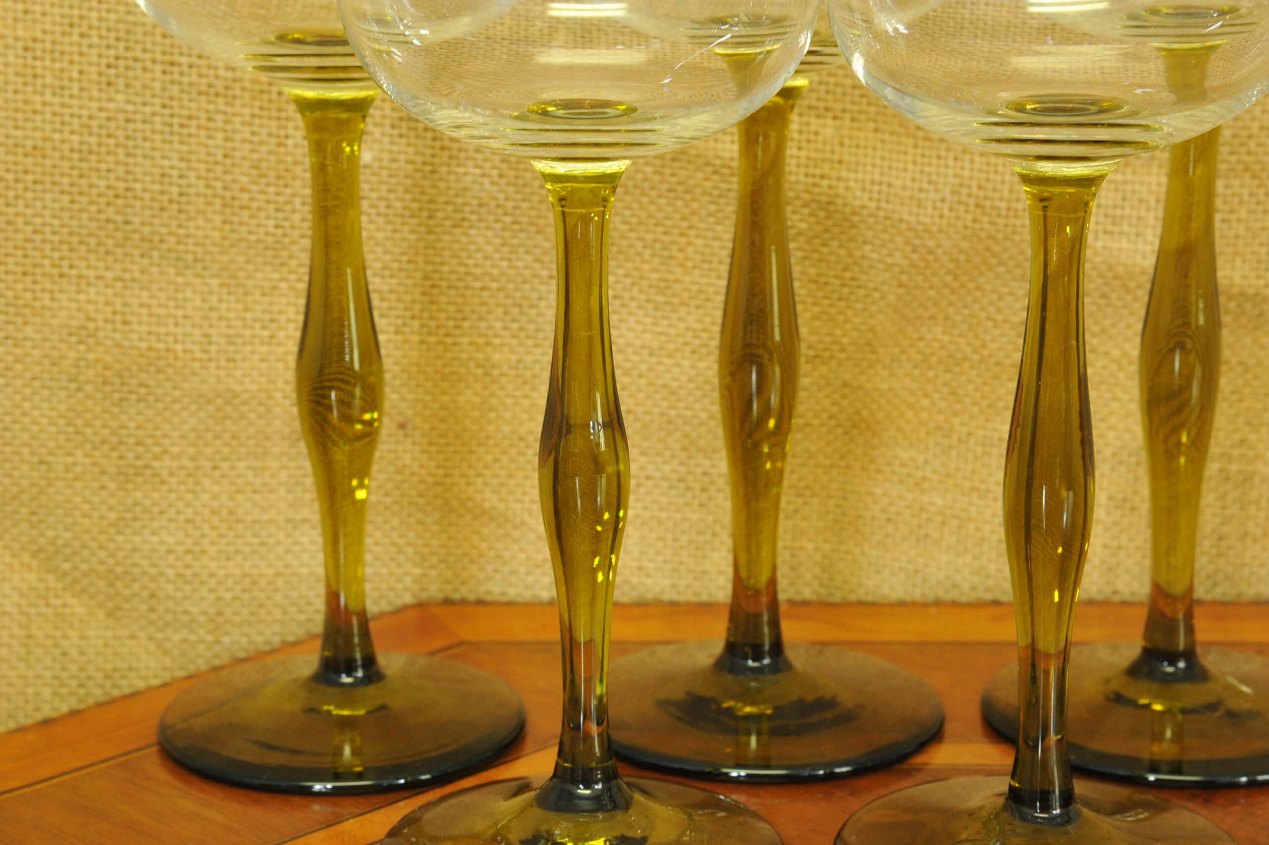stunning set of six vintage french wine glasses