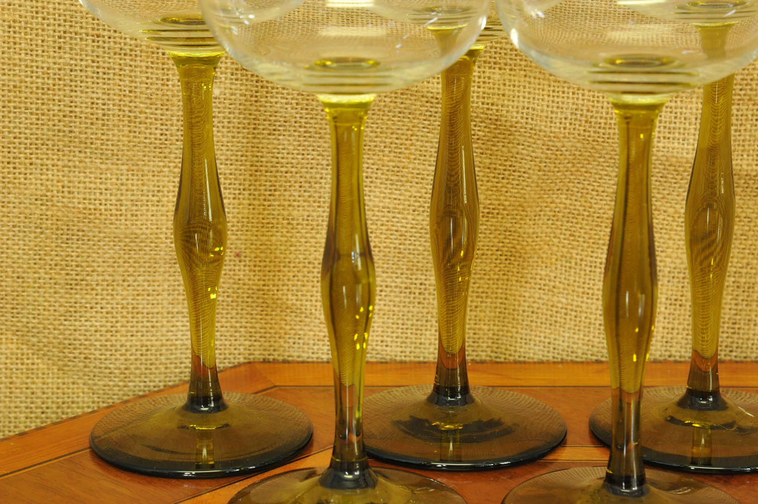 stunning set of six vintage french wine glasses
