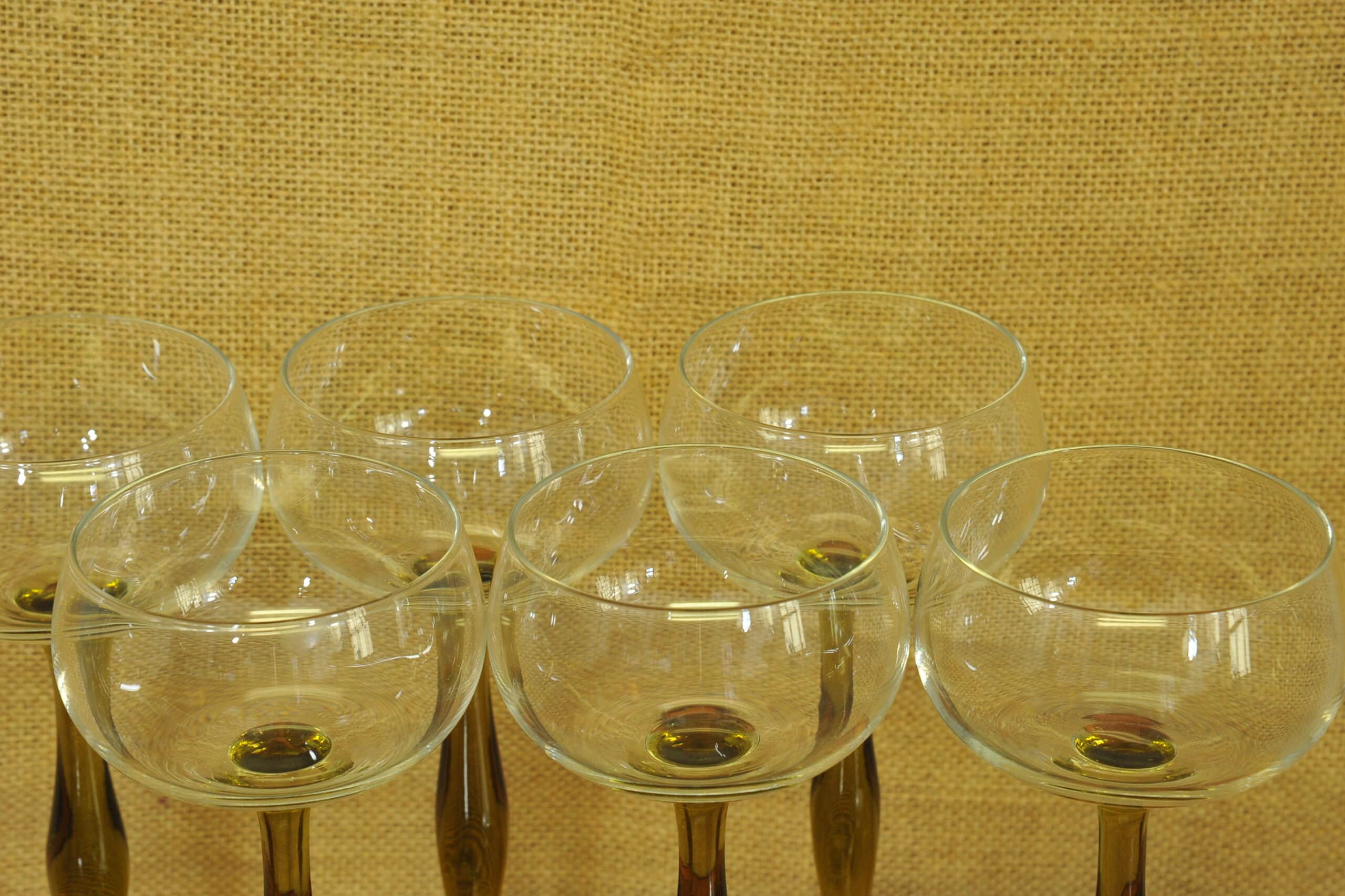 stunning set of six vintage french wine glasses