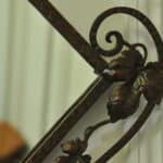 striking vintage wrought iron wall mirror