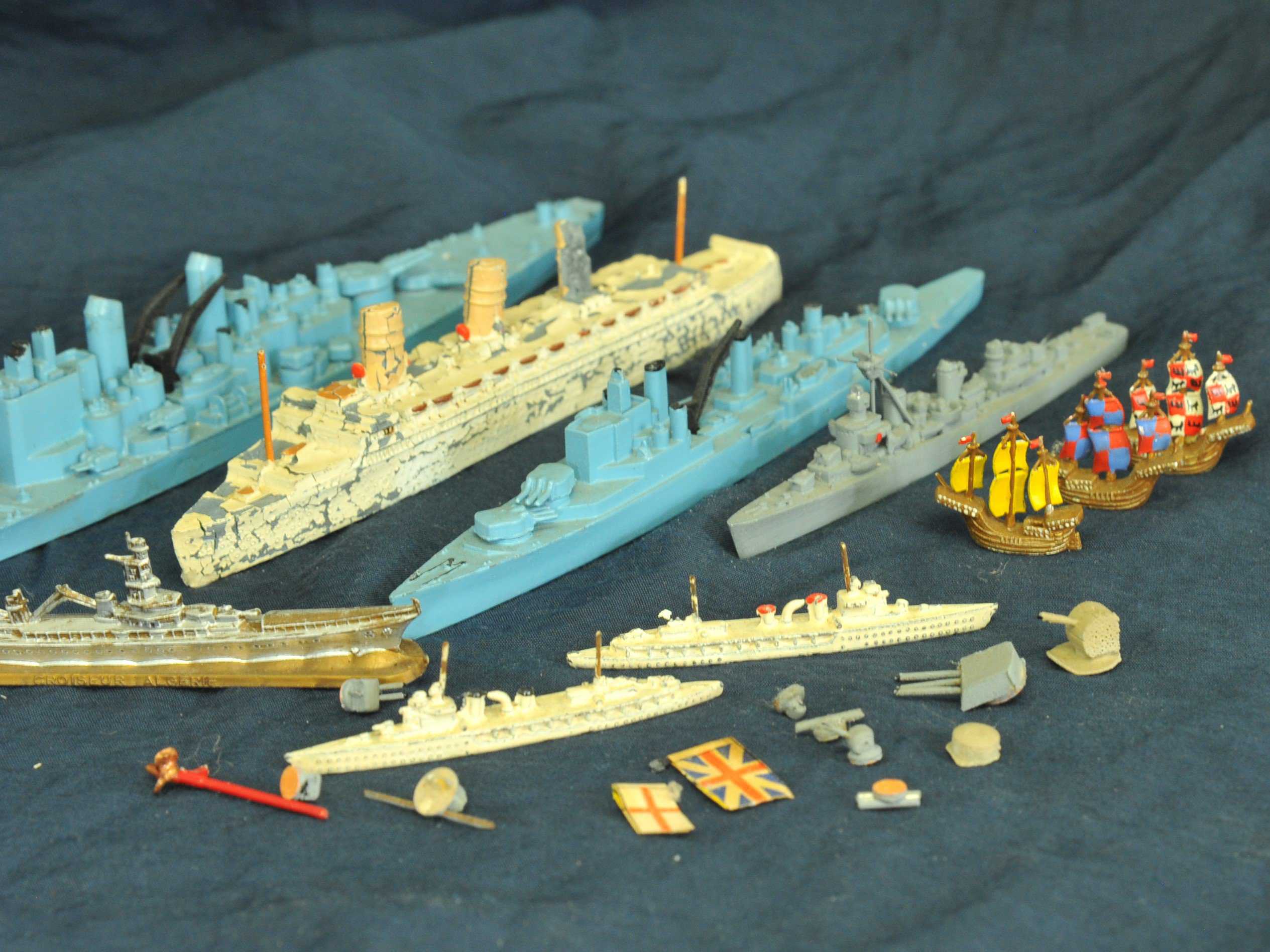 unusual collection of vintage miniature lead ships