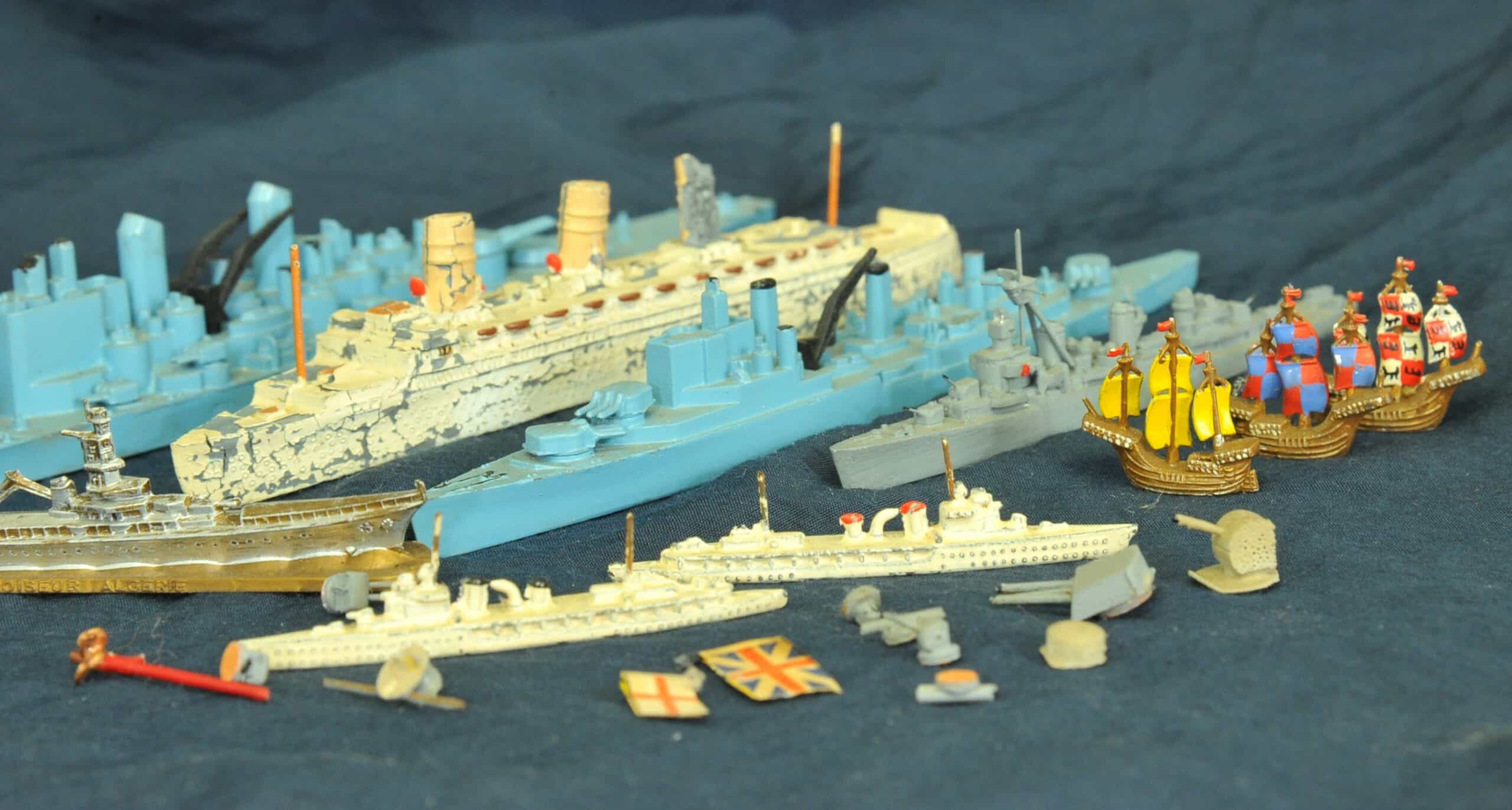 unusual collection of vintage miniature lead ships