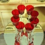 a luxury set of extremely large vintage ruby red wine glasses