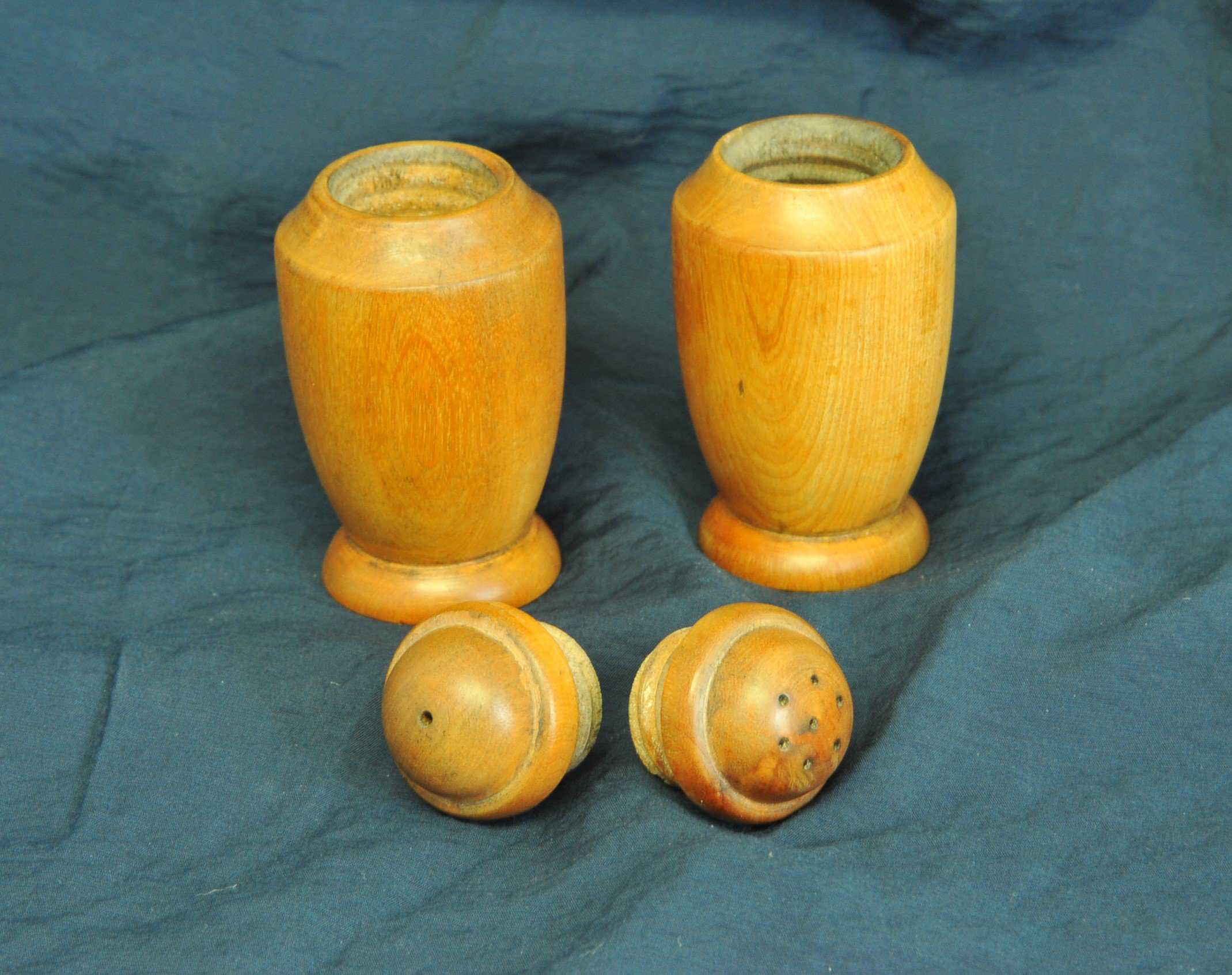 a lovely pair of vintage wooden salt and pepper shakers