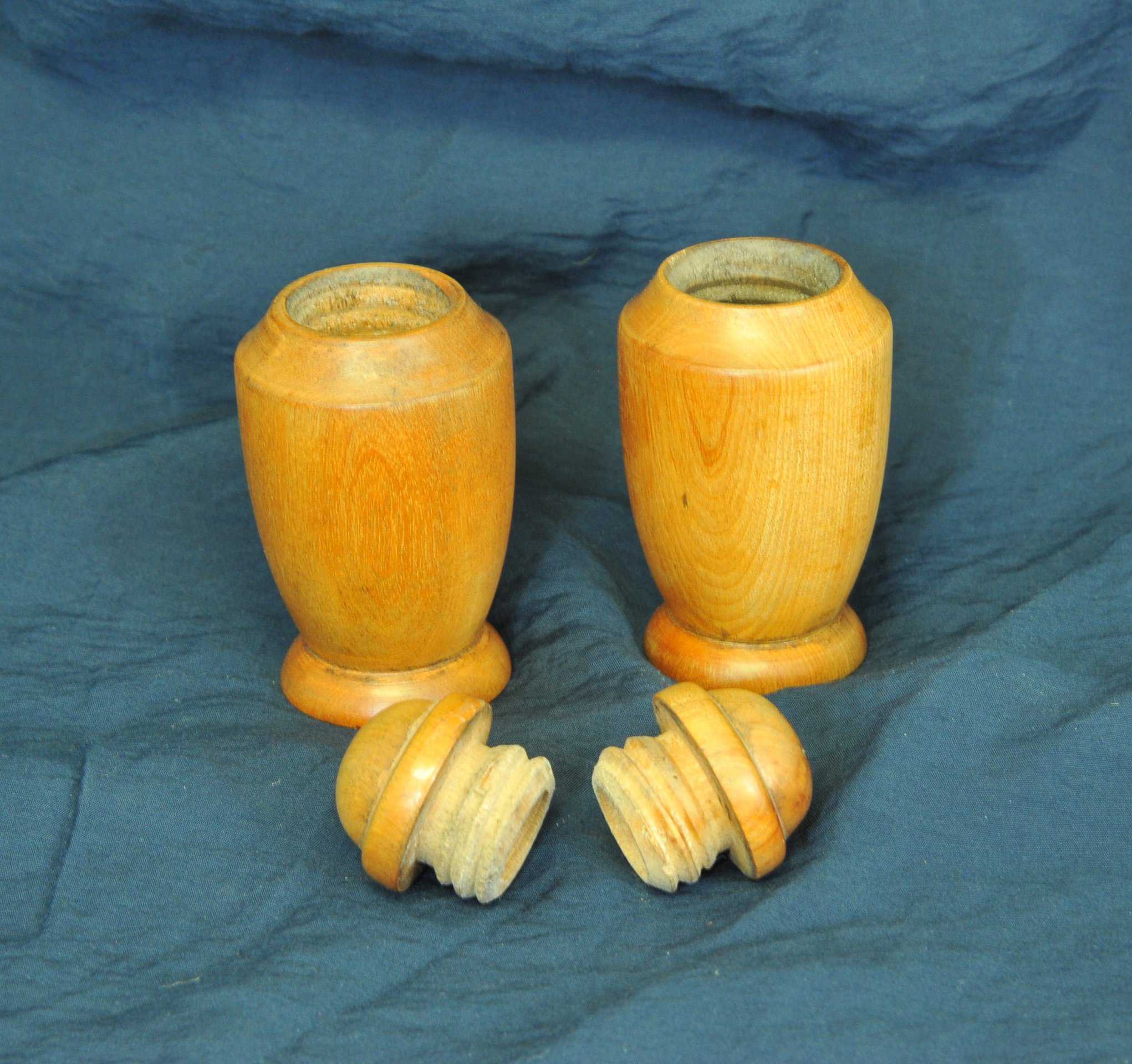 a lovely pair of vintage wooden salt and pepper shakers