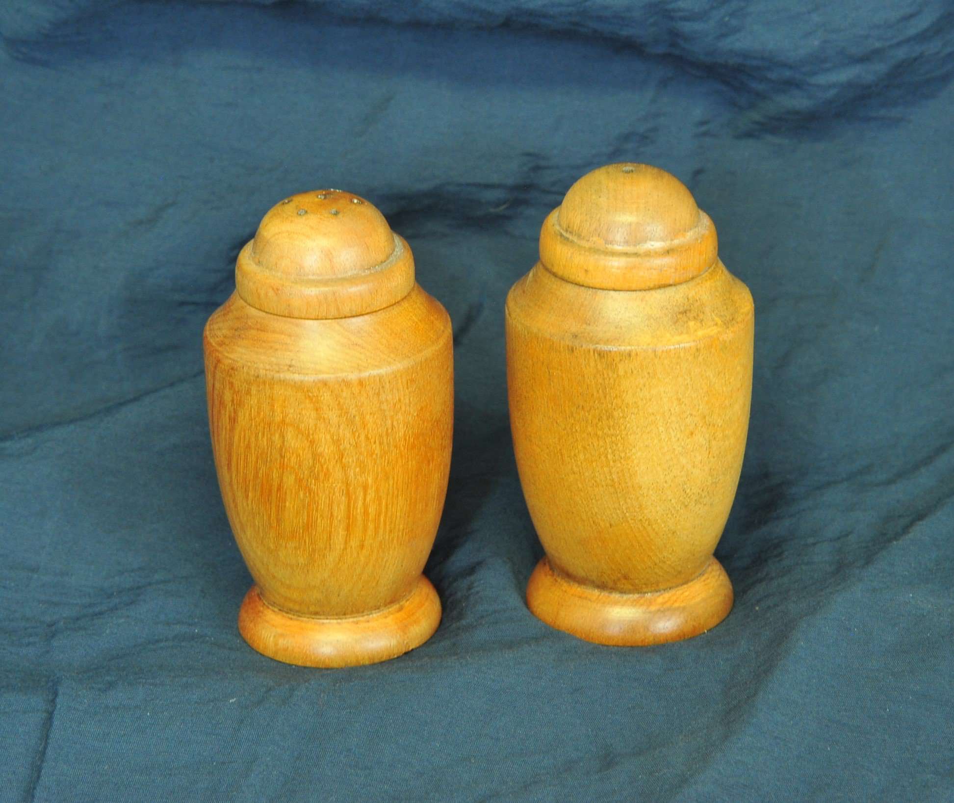 a lovely pair of vintage wooden salt and pepper shakers