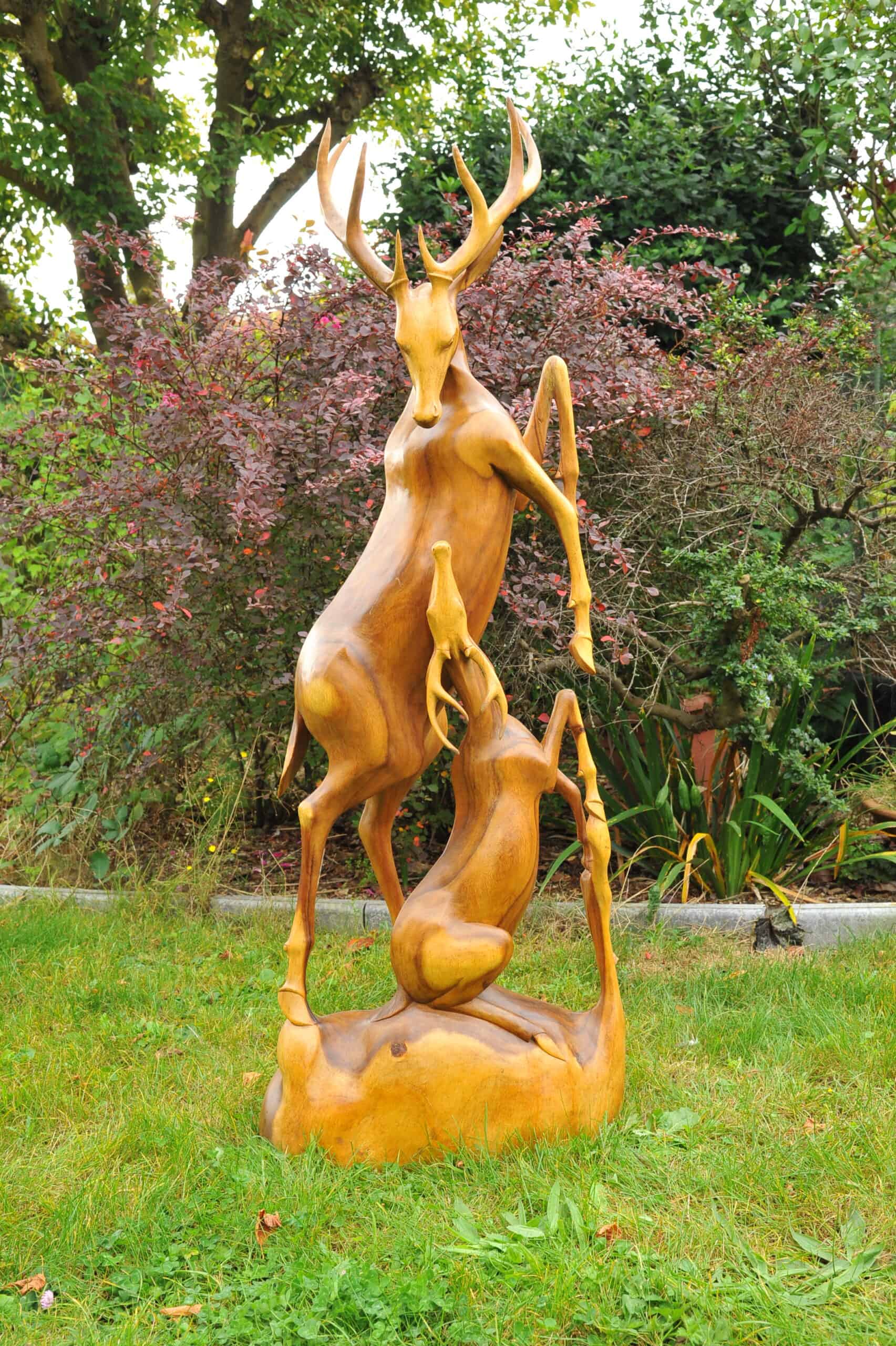 a huge stunning vintage hardwood stag statue