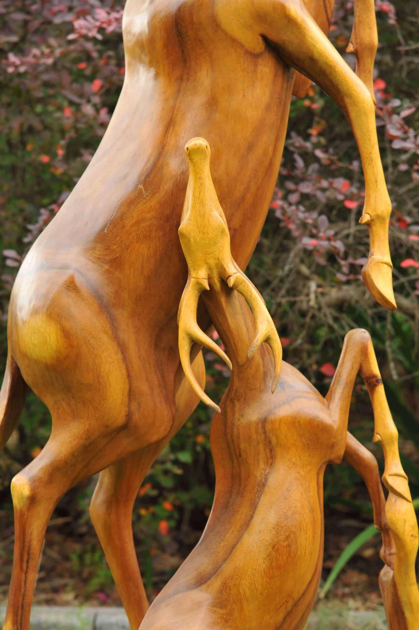 a huge stunning vintage hardwood stag statue