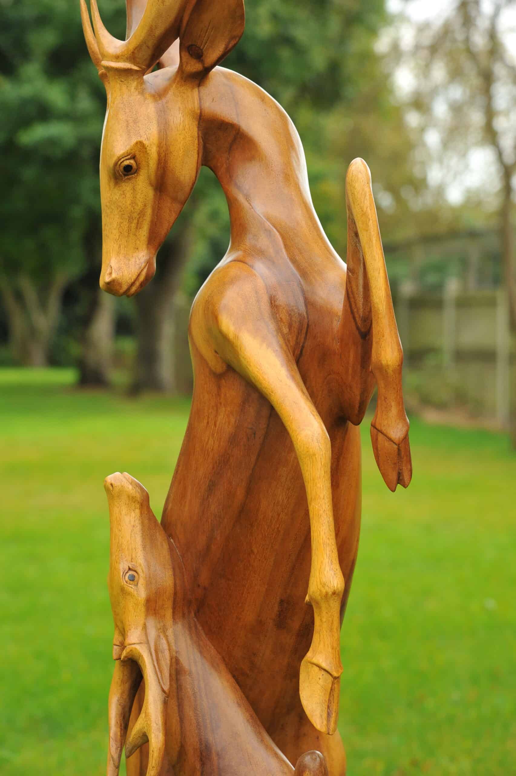 a huge stunning vintage hardwood stag statue