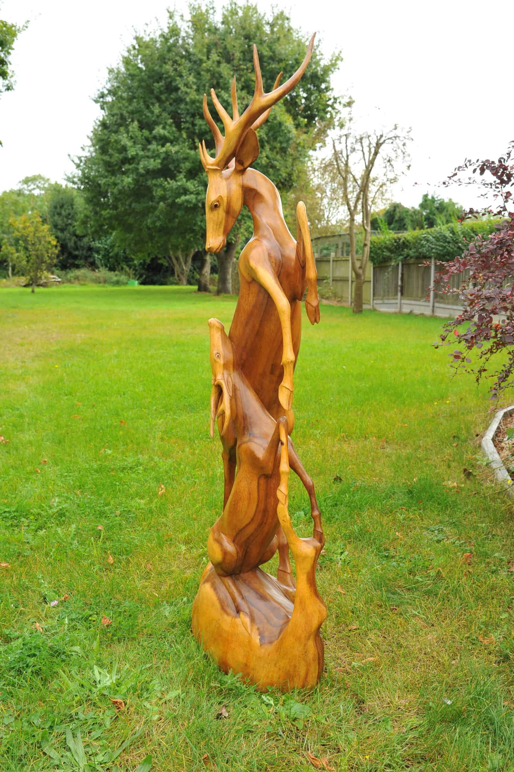 a huge stunning vintage hardwood stag statue