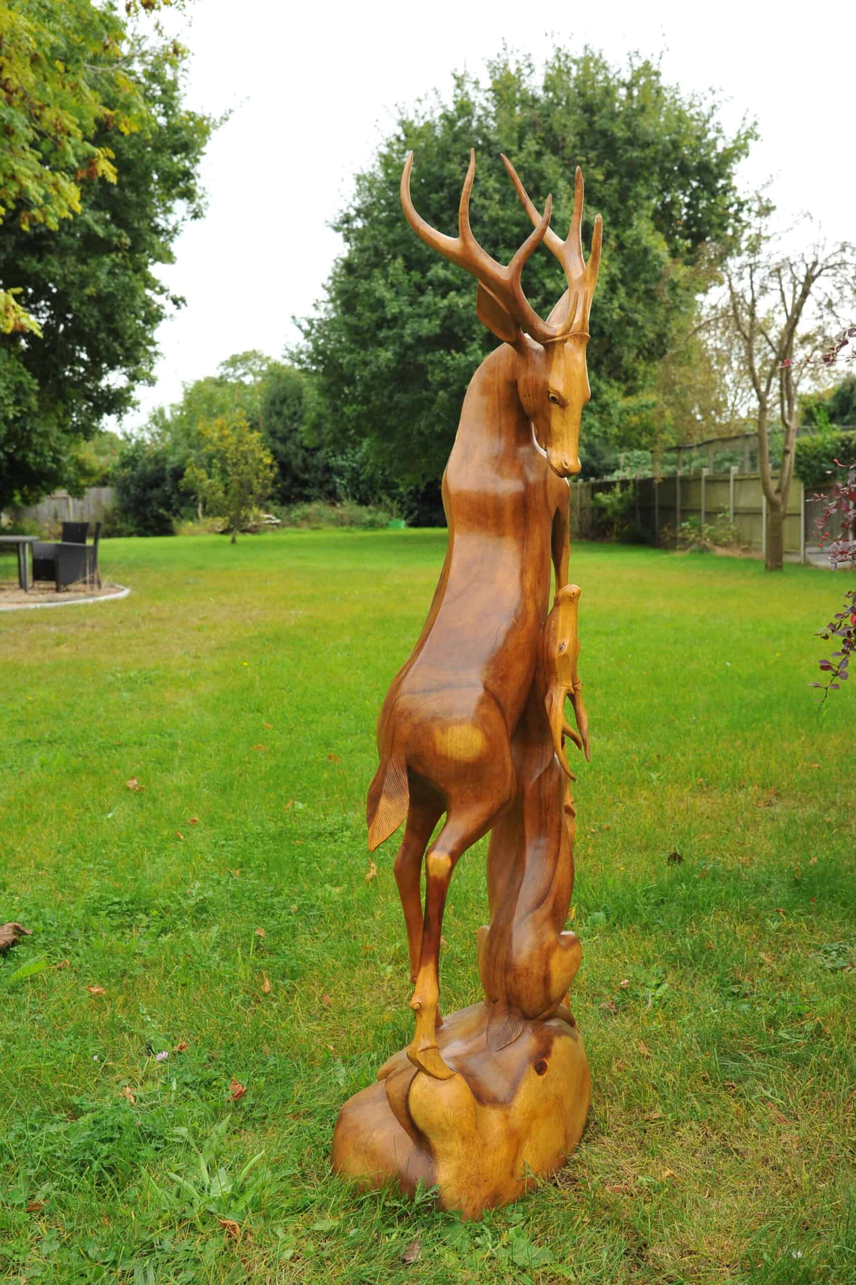 a huge stunning vintage hardwood stag statue