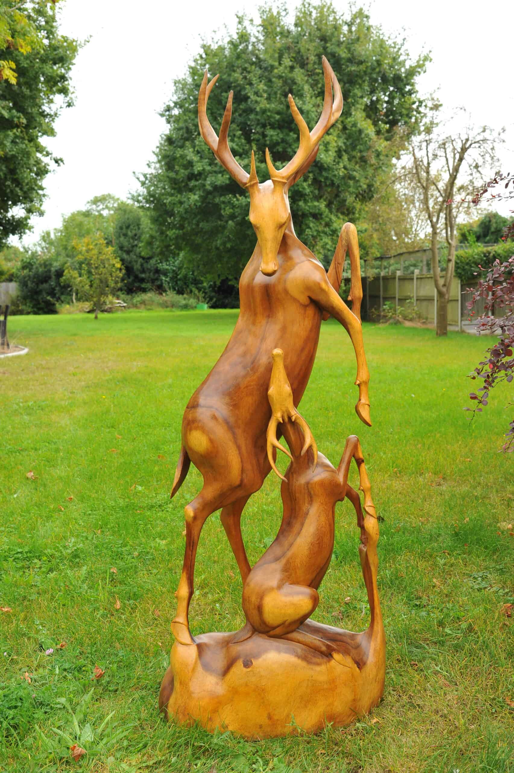 a huge stunning vintage hardwood stag statue