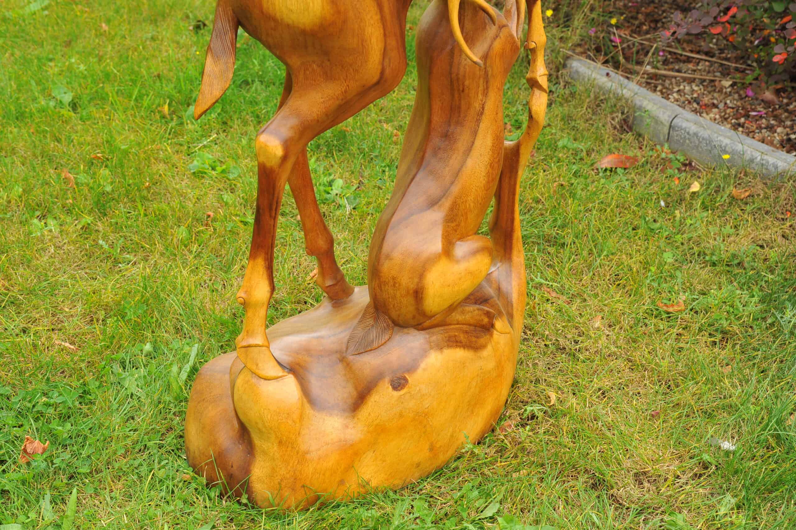 a huge stunning vintage hardwood stag statue