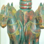 an antique four horse painted table lamp