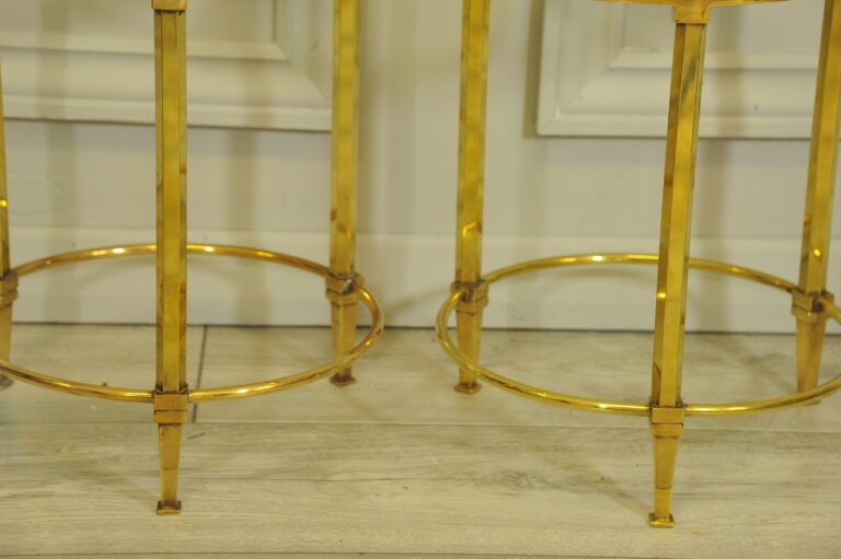 a wonderful pair of vintage maison jansen brass side tables