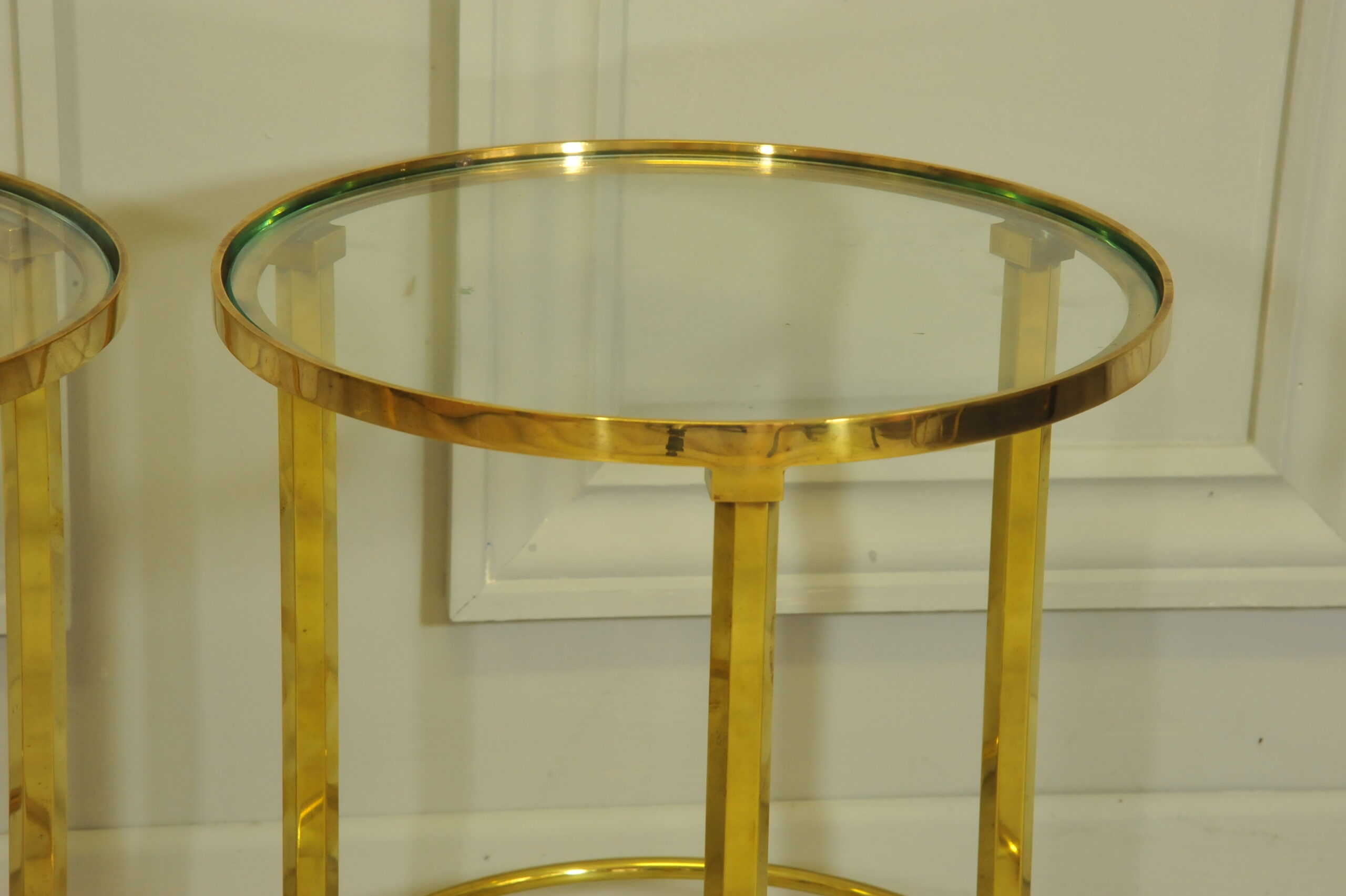 a wonderful pair of vintage maison jansen brass side tables