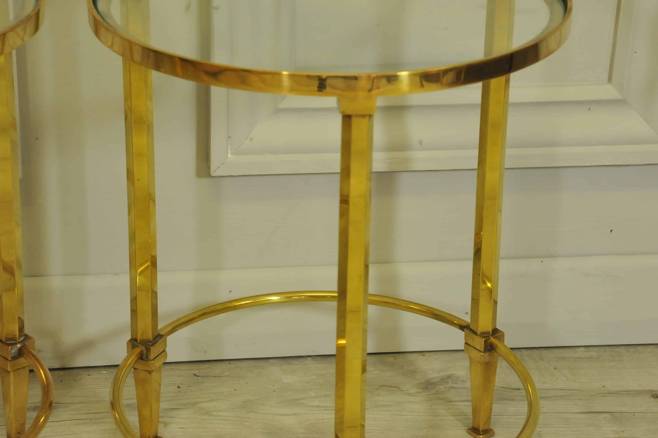 a wonderful pair of vintage maison jansen brass side tables
