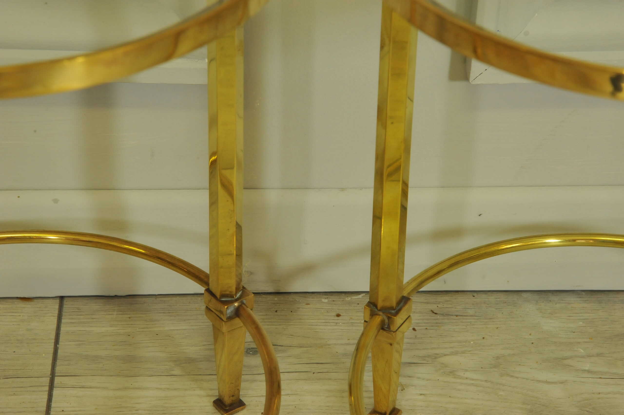 a wonderful pair of vintage maison jansen brass side tables