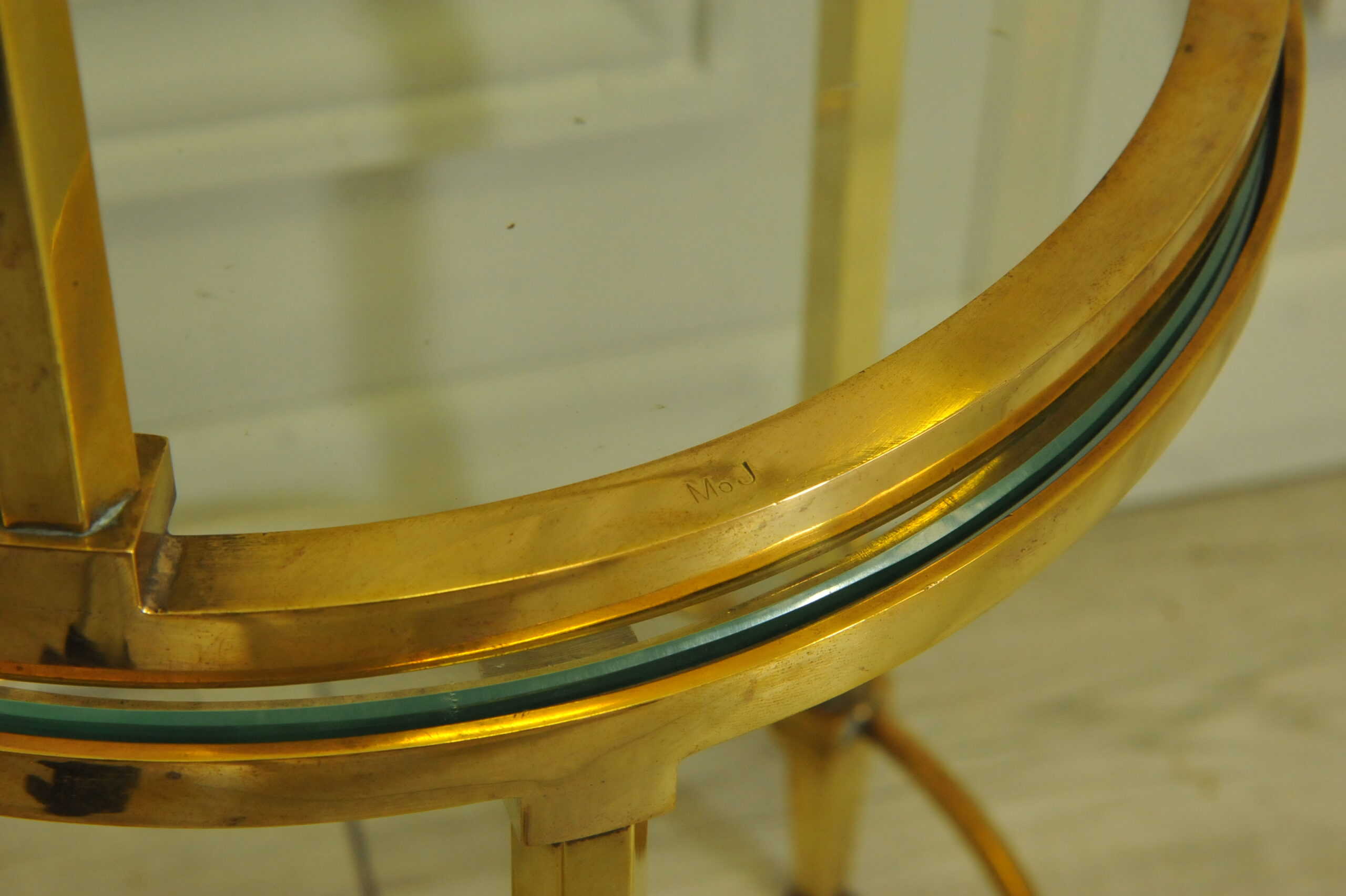 a wonderful pair of vintage maison jansen brass side tables