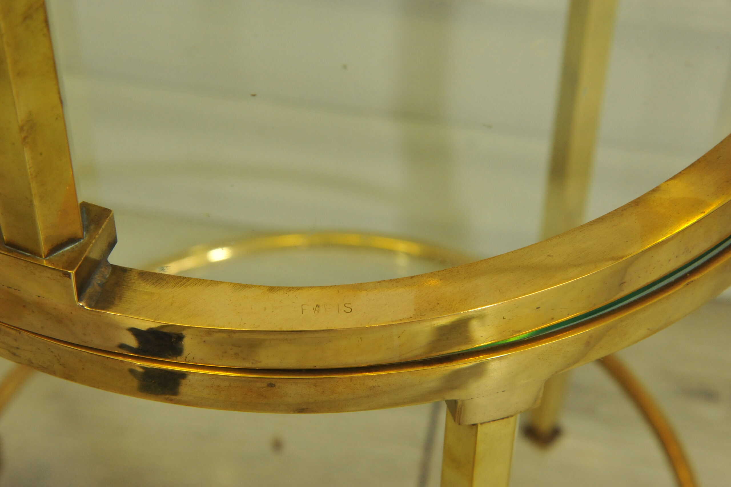 a wonderful pair of vintage maison jansen brass side tables