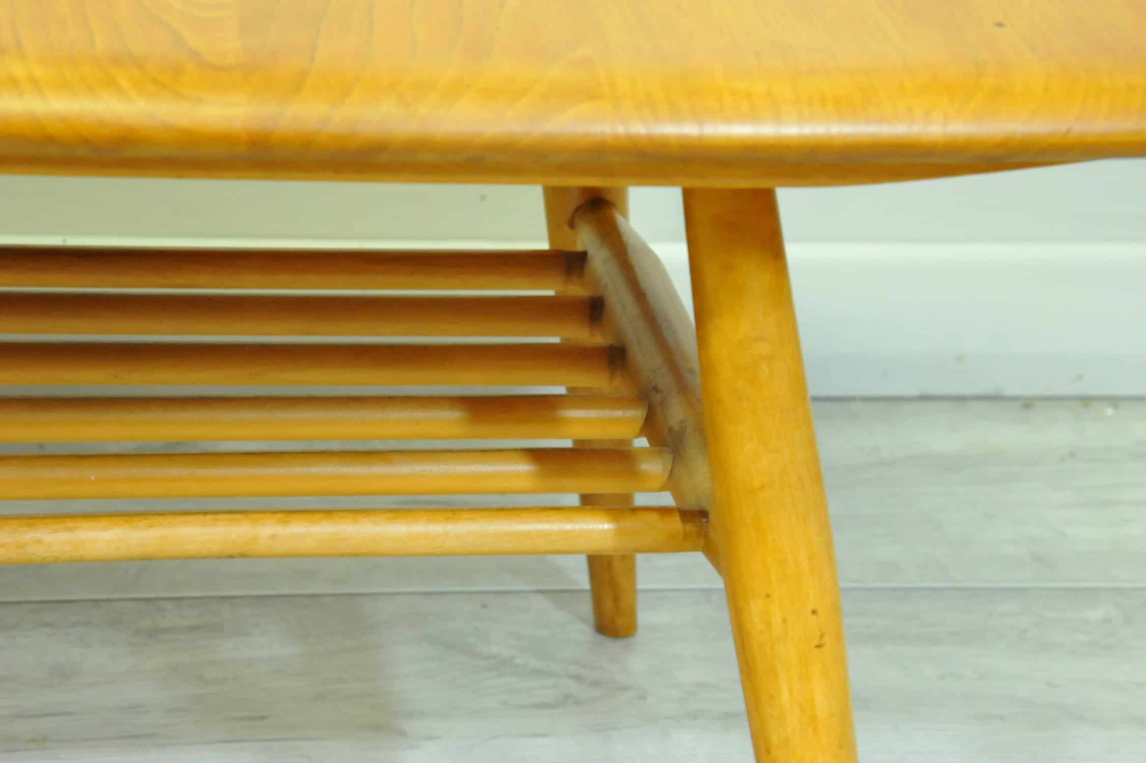 a vintage ercol 398 long coffee table with under shelf