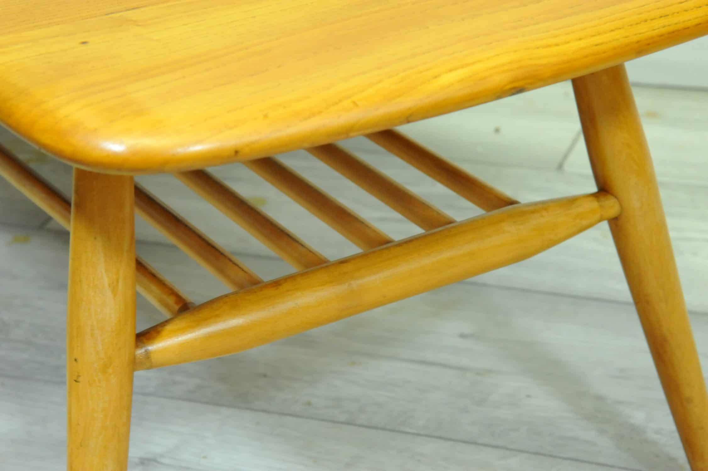 a vintage ercol 398 long coffee table with under shelf