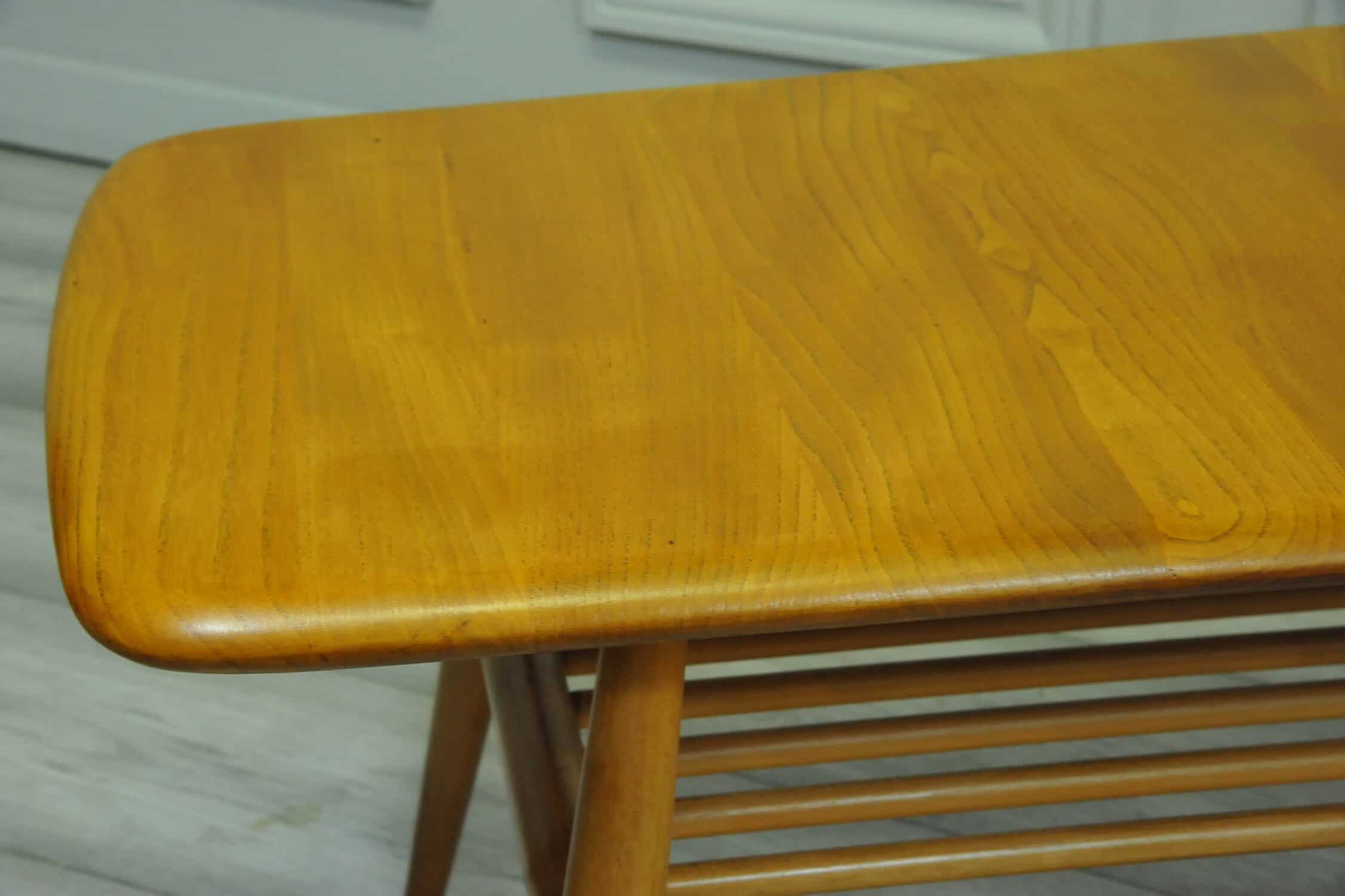 a vintage ercol 398 long coffee table with under shelf