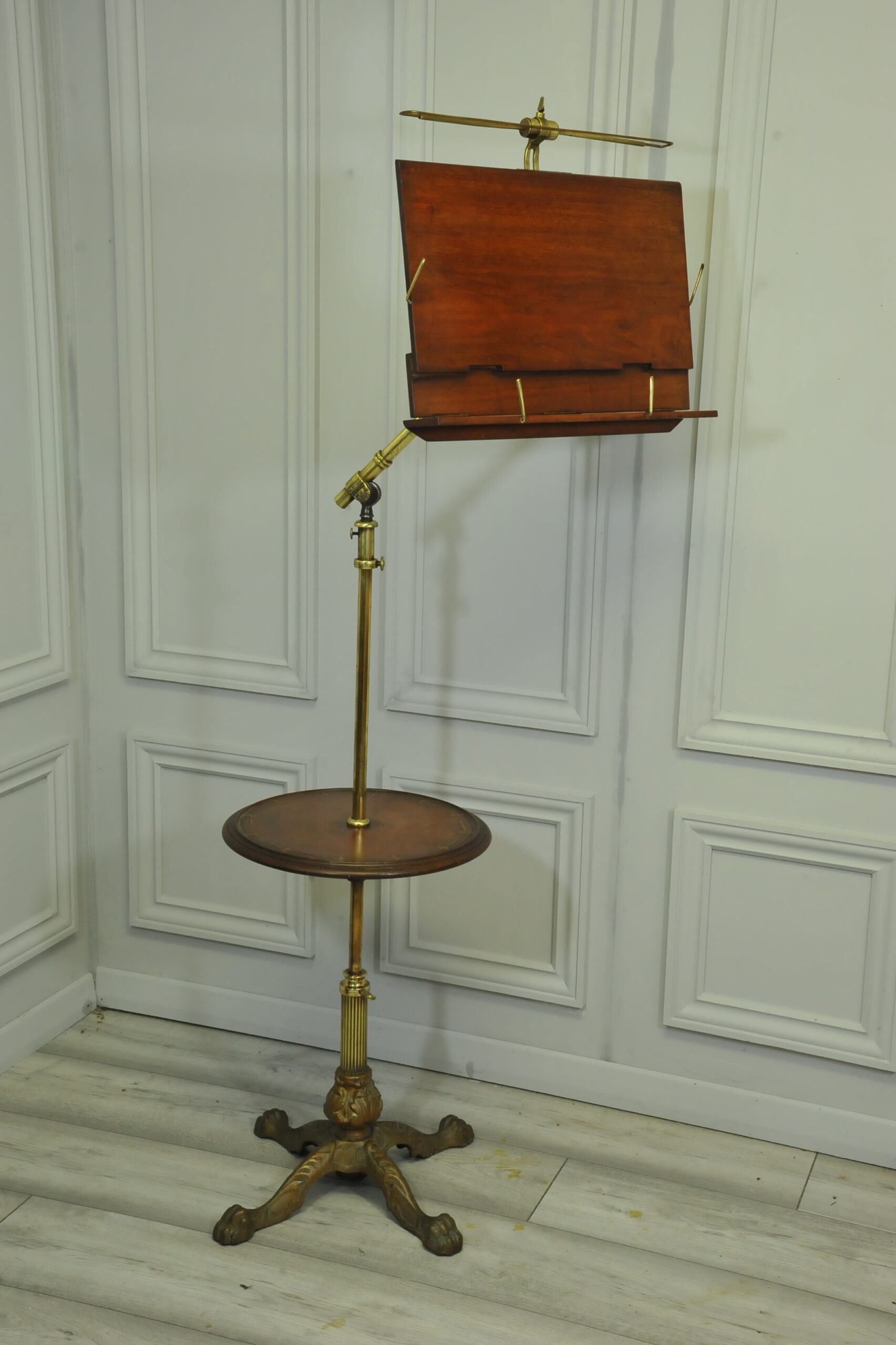 antique carters of london literary machine reading music brass and mahogany stand table