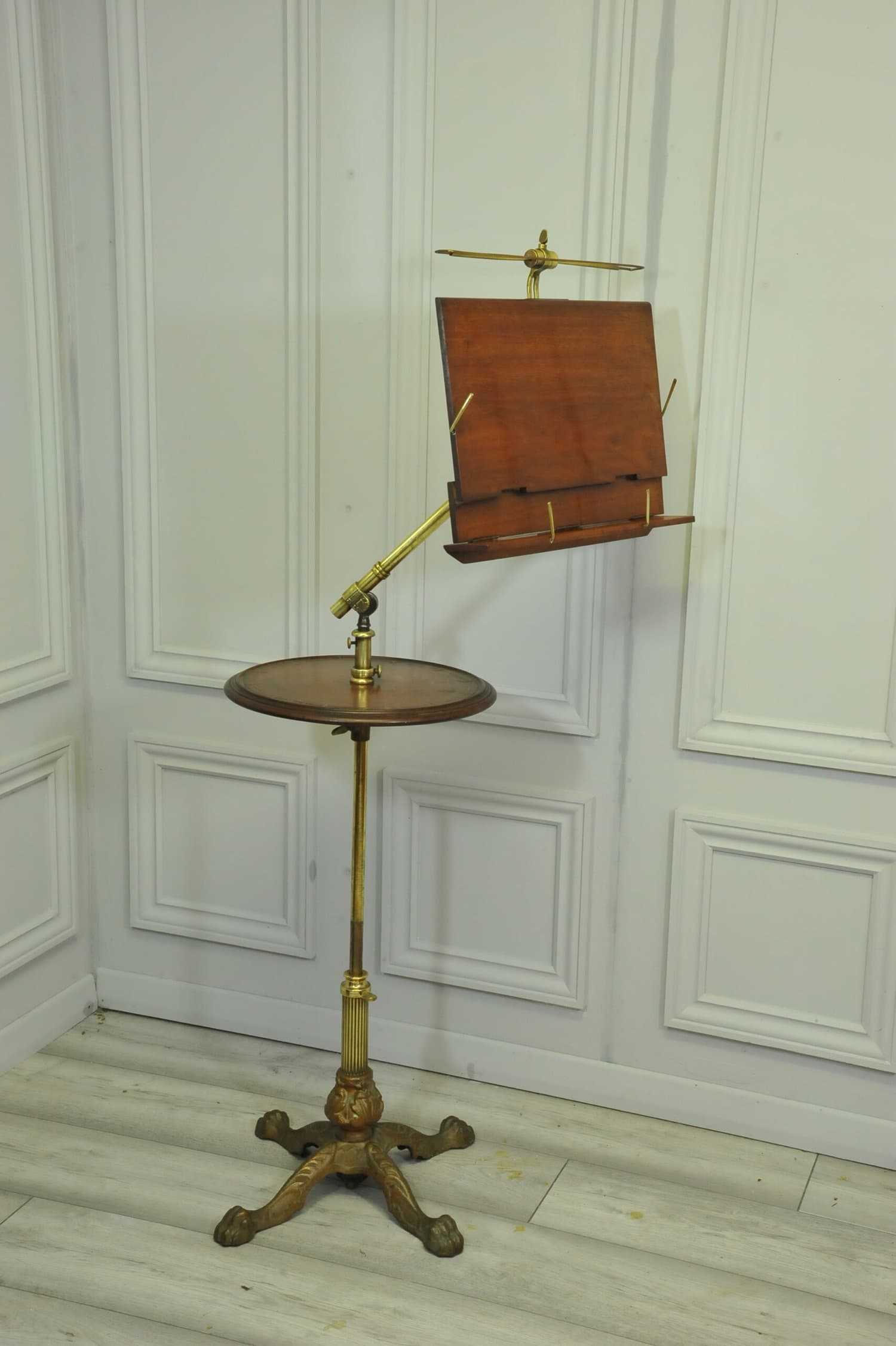 antique carters of london literary machine reading music brass and mahogany stand table