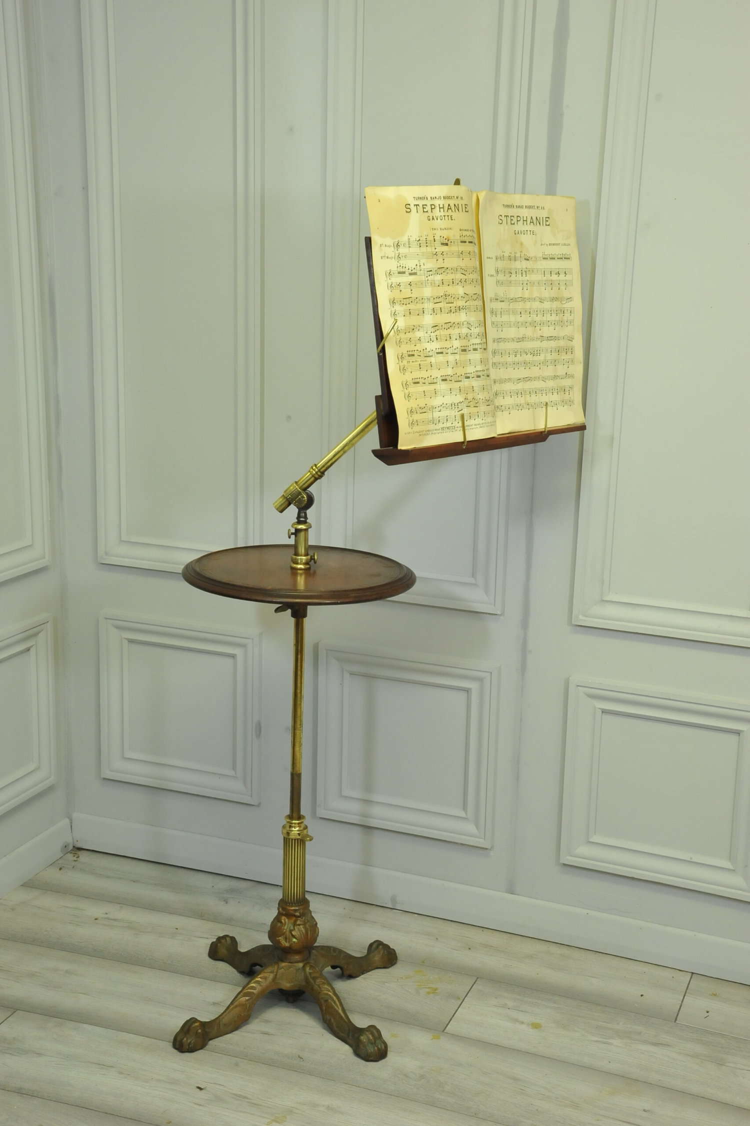 antique carters of london literary machine reading music brass and mahogany stand table