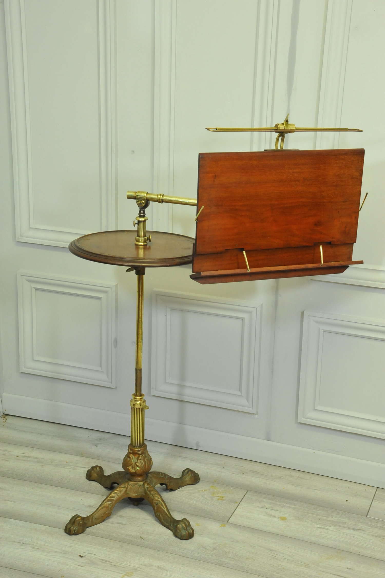 antique carters of london literary machine reading music brass and mahogany stand table