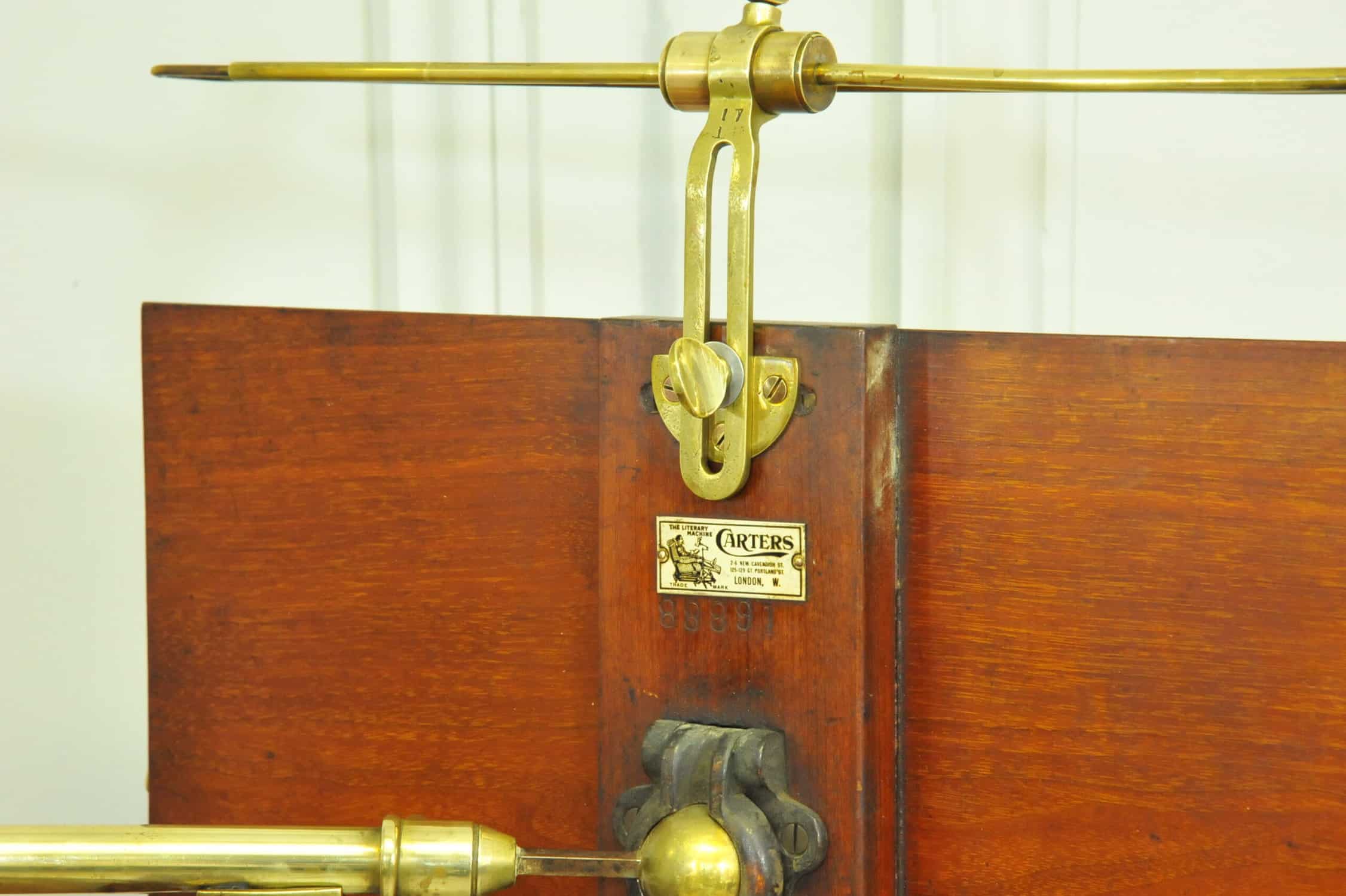 antique carters of london literary machine reading music brass and mahogany stand table